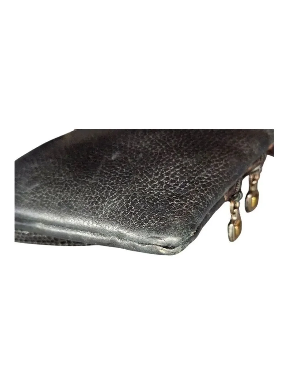 Brighton One Size Black Brown Croc Embossed Leather Crossbody Bag - Picture 12 of 15